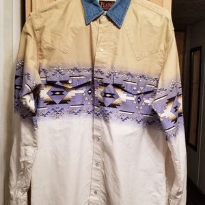 Plains Men’s Aztec Western Shirt Southwestern Rodeo Cowboy Carter